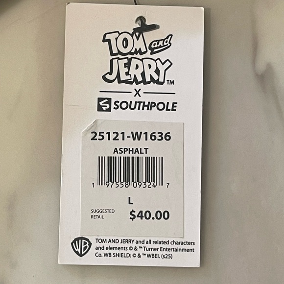 Tom & Jerry x Southpole Graphic Fleece Shorts Asphalt Gray Men’s L NWT - Picture 4 of 8